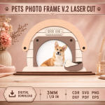 Pets Photo Frame v.2 Laser Cut SVG | Dog Cat Picture Frame CNC Files | Pet Memorial Photo Holder Template | Wooden Pet Lover Gift DXF EPS PDF - Image 10