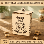 Pet Treat Containers Laser Cut Files | Dog & Cat Treat Jar SVG DXF PDF EPS | Wooden Pet Food Storage Box Template | Pet Snack Holder CNC Files - Image 10