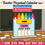 Teacher Calendar SVG | Perpetual Classroom Calendar Laser Cut File | Digital Download - Image 10