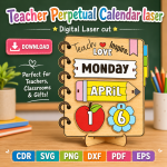 Teacher Calendar SVG | Perpetual Classroom Calendar Laser Cut File | Digital Download - Image 11