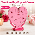 Valentine Calendar SVG 2 | Perpetual Calendar Laser Cut Design | Digital Download - Image 9
