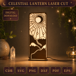 Starry Moon Night Light Laser Cut Files | Wooden Lantern SVG DXF Bundle | DIY Celestial Lamp CNC Glowforge Template - Image 10