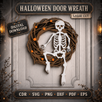 Halloween Front Door Wreath SVG Bundle | Pumpkin Ghost Bat Door Hanger Laser Cut Files | Fall Porch Decor Digital Download - Image 10