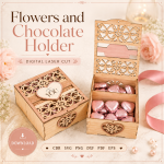 Flowers & Chocolate Gift Box Laser Cut Files, SVG DXF PDF Bundle, Gift Packaging Template - Image 9