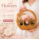 Flower Basket SVG Bundle, Laser Cut Gift Basket Template, DIY Home Decor and Gift Packaging - Image 11
