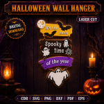 Halloween Wall Hanger Laser Cut SVG, Spooky Door Sign DXF, Witch Ghost Pumpkin Wall Decor, Halloween CNC Template, Digital Download File - Image 11