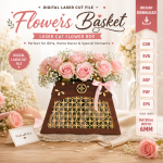 Flower Basket SVG Bundle, Laser Cut Gift Basket Template, DIY Home Decor and Floral Display - Image 10