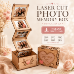 Galentine Photo Memory Box SVG Bundle, Laser Cut Gift Box Files, DIY Bestie Keepsake Gift - Image 10