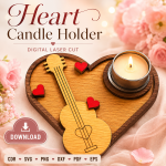 Heart Candle Holder Laser Cut Files, SVG DXF PDF Bundle, Romantic Gift Template, Instant Download - Image 10
