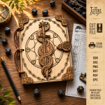 Dragon Notebook Laser Cut SVG, Fantasy Journal Cover DXF, Wooden Book Cover Template, Dragon Diary File, Digital Download CNC Glowforge - Image 10