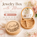 Jewelry Box Laser Cut Files, SVG DXF PDF Bundle, Wooden Mirror Organizer, Instant Download - Image 11