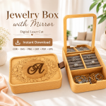 Monogram Jewelry Organizer Laser Cut Files, SVG DXF PDF Bundle, Wooden Mirror Box Template - Image 11