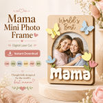 Personalized Mom Photo Frame SVG, Laser Cut Family Keepsake Frame, Mother’s Day Gift Template - Image 11