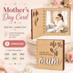 Mother's Day Card Laser Cut Files, SVG DXF PDF Bundle, Handmade Greeting Card Template - Image 11