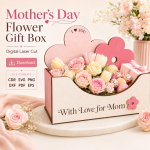Flower Holder Laser Cut Files, SVG DXF PDF Bundle, Mother's Day Gift Box Download - Image 11