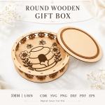 Round Wooden Gift Box Bundle SVG | CNC Laser Cut File, Wooden Keepsake Box Template, Gift Box DXF PDF Digital Download - Image 10