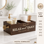 Bathroom Organizer Basket Bundle Laser Cut Files, Wooden Storage Box SVG, Vanity Tray DXF, Bathroom Shelf CNC Digital Download - Image 10