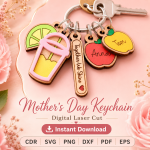 Mother’s Day Keychain SVG Bundle, Laser Cut Mom Keepsake, Personalized Gift for Mother - Image 11