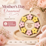 Mother's Day Ornament Laser Cut Files, SVG DXF PDF Bundle, Family Keepsake Download - Image 11