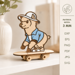3D Skateboarding Animals Laser Cut Files | Animal Skateboard SVG Bundle | Kids Nursery Decor Glowforge CNC Digital Download - Image 10