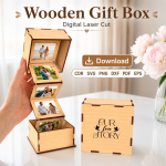 Photo Memory Box Laser Cut File | Wooden Love Gift Box SVG | Glowforge CNC Template - Image 11