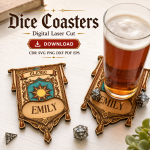 Dice Coaster SVG Bundle | Dungeons and Dragons Coasters Laser Cut File | Digital Download - Image 11