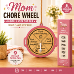 Mom Chore Wheel Laser Cut SVG, Family Chore Chart Files, Glowforge Cricut Template, Kids Routine Planner - Image 4