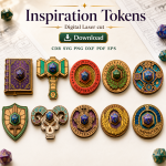 DND Inspiration Tokens SVG | RPG Reward Token Laser Cut File | Digital Download