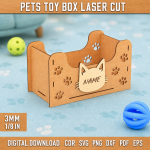 Pets Toy Box Laser Cut SVG Bundle | Dog Cat Toy Storage Box CNC Files | Wooden Pet Organizer DXF PDF EPS CDR PNG | Glowforge Ready Design - Image 11