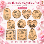 Save the Date Magnet Laser Cut File | Wedding Favor SVG | Digital Download