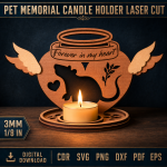 Pet Memorial Candle Holder Laser Cut File | Dog Cat Remembrance Lantern SVG | Personalized Pet Loss Gift | Wooden Sympathy Candle Holder CNC Template - Image 10