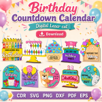 Birthday Countdown Calendar Laser Cut File | Family Birthday Tracker SVG | Digital Download