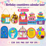 Birthday Countdown Calendar Laser Cut File | Family Birthday Board SVG | Digital Download