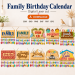Family Birthday Calendar Laser Cut File | Birthday Reminder Board SVG | Digital Download