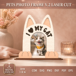 Pets Photo Frame v.2 Laser Cut SVG | Dog Cat Picture Frame CNC Files | Pet Memorial Photo Holder Template | Wooden Pet Lover Gift DXF EPS PDF - Image 11