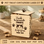 Pet Treat Containers Laser Cut Files | Dog & Cat Treat Jar SVG DXF PDF EPS | Wooden Pet Food Storage Box Template | Pet Snack Holder CNC Files - Image 11