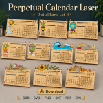 Perpetual Calendar SVG | Laser Cut Wooden Desk Calendar Template | Digital Download