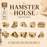 Hamster House Laser Cut SVG | DIY Wooden Pet Hideout | Small Animal Cage Decor DXF