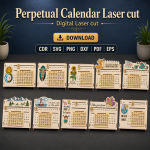 Perpetual Calendar SVG | Laser Cut Wooden Desk Calendar Template | Digital Download