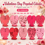 Valentine Calendar SVG 2 | Perpetual Calendar Laser Cut Design | Digital Download