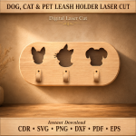 Dog Leash Hanger Wall Mounted | Pet Leash Holder Organizer with Hooks | Entryway Dog Collar Rack & Key Holder | Dog Lover Gift Idea - Image 10