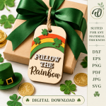 St Patricks Day Gift Tags Bundle Laser Cut File, Irish Shamrock Favor Tag SVG DXF, Lucky Charm Wood Tag Template, Glowforge CNC Digital Download - Image 11