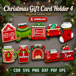Christmas Money Holder SVG | Laser Cut Gift Card Holder File | Digital Download