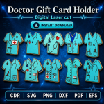 Doctor Gift Card Holder SVG | Laser Cut Medical Gift Card Holder | Doctor Appreciation Gift | CDR SVG PNG DXF PDF EPS