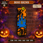 Halloween Ghost Door Signs SVG | Spooky Boo Porch Decor Laser Cut File | Haunted Welcome Sign DXF CNC Digital Download - Image 11