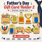 Dad Gift Card Holder SVG | Father's Day Laser Cut File | Digital Download
