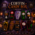 Halloween Coffin Favor Box SVG | Laser Cut Candy Holder DXF PDF | Gothic Treat Box Template | Spooky Gift Packaging