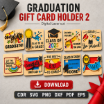 Graduation Money Holder SVG | Laser Cut Graduation Gift Card Holder | Digital Download