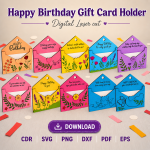 Birthday Gift Card Holder SVG | Happy Birthday Laser Cut File | Digital Download