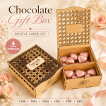 Flowers & Chocolate Gift Box Laser Cut Files, SVG DXF PDF Bundle, Gift Packaging Template - Image 10